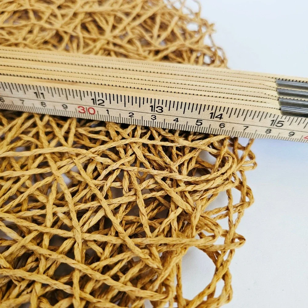 Vintage Round Woven Paper Straw Placemats Set of 4 Natural Tan Boho Table Decor